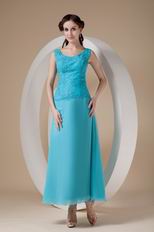 Wide Straps Ankle-length Aqua Mother Of The Bride Dress