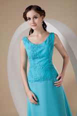 Wide Straps Ankle-length Aqua Mother Of The Bride Dress