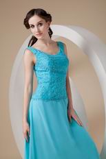 Wide Straps Ankle-length Aqua Mother Of The Bride Dress