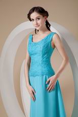 Wide Straps Ankle-length Aqua Mother Of The Bride Dress