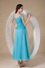 Wide Straps Ankle-length Aqua Mother Of The Bride Dress