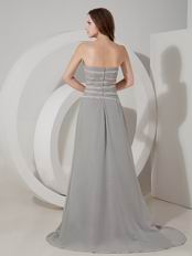 Grey Chiffon Long Mother Of The Bride Dress With Jacket