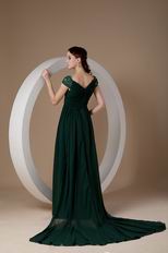 Cheap Watteau Train Dark Green Mother Of The Bride Dress