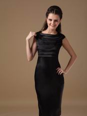 Scoop Layers Detail Black Mother Of The Bride Short Dress