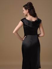 Scoop Layers Detail Black Mother Of The Bride Short Dress