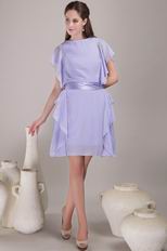 Mini-length Lavender Mother Of The Bride Dress With Sash
