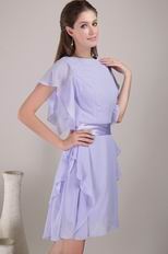 Mini-length Lavender Mother Of The Bride Dress With Sash