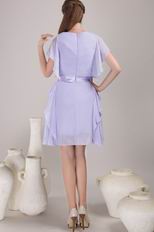 Mini-length Lavender Mother Of The Bride Dress With Sash