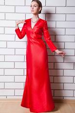 Split Back Long Sleeves Scarlet Mother Of The Bride Dress