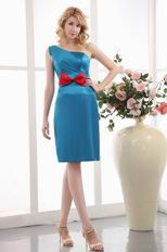Doger Blue Mother Of The Bride Dress With Red Bowknot
