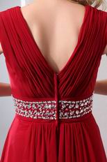 Wine Red V Neck Mother Of The Bride Dress With Beading