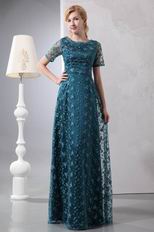 Short Sleeves Saxe Blue Lace Wedding Ceremony Mother Wear