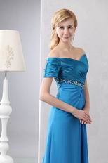 Designer Short Sleeves Azure Dress For Mother Of The Bride
