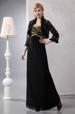 Golden Embroidery Black Wedding Mother Dress With Jacket