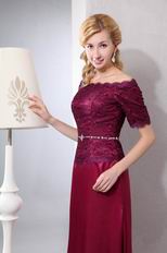 Short Sleeves Cardinal Red Mother Of The Bride Dress