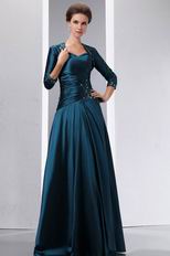 Spaghetti Straps Prussian Blue Bridal Mother Dress With Jacket