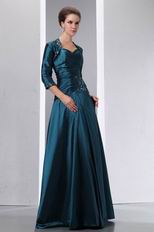 Spaghetti Straps Prussian Blue Bridal Mother Dress With Jacket