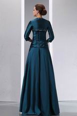 Spaghetti Straps Prussian Blue Bridal Mother Dress With Jacket