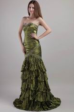 Olive Green Trumpet Layers Dress To Mother Of The Bride