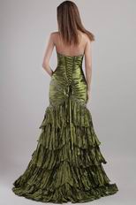 Olive Green Trumpet Layers Dress To Mother Of The Bride