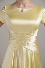 Gold Scoop Short Sleeves Mother Of The Bride Dress Discount