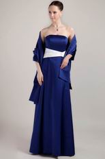 Dark Blue Strapless Mother of the Bride Dress With Shawl