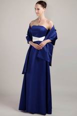 Dark Blue Strapless Mother of the Bride Dress With Shawl