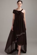 High Low Asymmetrical Mother Of The Bride Dress In Brown