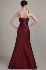 Burgundy Spaghetti Strap Mother Of The Bride Dress Petite