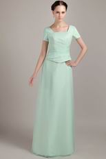 Cheap Short Sleeves Apple Green Dress For Bridal Mother