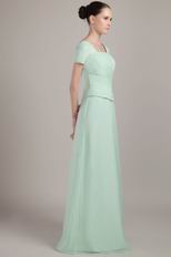 Cheap Short Sleeves Apple Green Dress For Bridal Mother