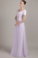 V-neck Short Sleeves Chiffon Mother Of The Bride Dress