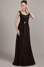 Brown Chiffon Mother Of The Bride Dress With Applique