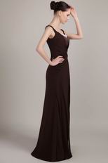 Brown Chiffon Mother Of The Bride Dress With Applique