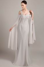Wide Straps Grey Mother Of The Bride Dress With Beading