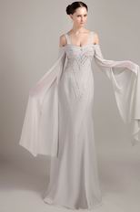 Wide Straps Grey Mother Of The Bride Dress With Beading