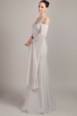 Wide Straps Grey Mother Of The Bride Dress With Beading