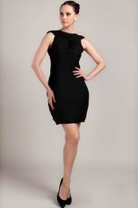 Backless Black Satin Short Dress For Bridal Mother Wear