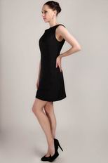 Backless Black Satin Short Dress For Bridal Mother Wear