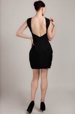 Backless Black Satin Short Dress For Bridal Mother Wear