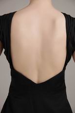 Backless Black Satin Short Dress For Bridal Mother Wear