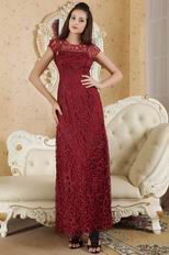 High Neck Burgundy Skirt Dress For Mother Of The Bride