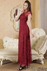 High Neck Burgundy Skirt Dress For Mother Of The Bride