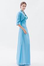 Baby Blue Straps Dress With Jaket For Mother Of The Bride