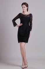 Scoop Black Long Lace Short Mother of the Bride Dress