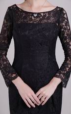 Scoop Black Long Lace Short Mother of the Bride Dress