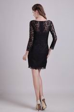 Scoop Black Long Lace Short Mother of the Bride Dress
