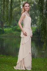 Square Papaya Whip Chiffon Mother Of the Bride Dress