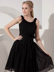 Scoop Black Chiffon Short Dress To Bridal Mother Wear