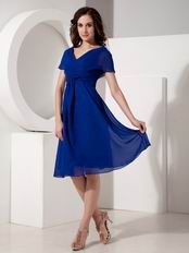 V-neck Royal Blue Mother Of The Bride Dress For Beach Wedding